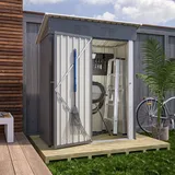 GIHAUVIA Metall Gerätehaus grau 140x72,4x182 cm (B x T x H) mit Einfacher Pulttüre (einzelner Scharnier) - Grau