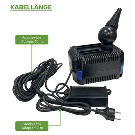 Wiltec CDF-6000 Teichpumpe 24V DC 6000 l/h 40 W