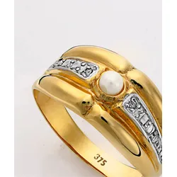 Fingerring LADY Gr. 18, gold (gelbgold 375), Fingerringe, Damen, 18, Gold-Metall-Perlen, Gold, Metall, Perlen