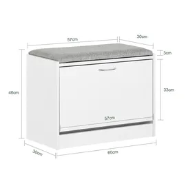 SoBuy Schuhbank FSR16 60 x 46 x 30 cm grau / grau