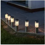 MARELIDA Solarleuchte Edelstahl H: 22 cm 6er Set silber