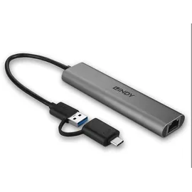 Lindy 43379 USB 3.2 Gen 1 Hub & Gigabit Ethernet Converter