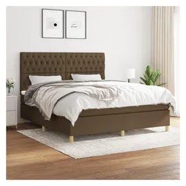 vidaXL Boxspringbett mit Matratze Dunkelbraun 180x200 cm Stoff