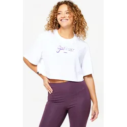 T-Shirt Crop Top Damen - weiss XS