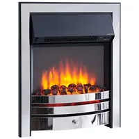 BALDERIA Cosmo Elektrokamin - Elektrischer Einbaukamin mit Heizung 1000/2000 W, realistischer 3D-Flammeneffekt in LED-Technik, Fernbedienung programmierbar, Timer, Thermostat - Chrom