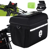 BALITTA 8L Lenkertaschen Fahrrad mit lenkeradapter für Fahrrad und ebike, fahrradtasche Lenker wasserdicht fahrradkorb vorne zubehör mit handyhalterung, Touchscreen und Abnehmbarer Schultergurt, G51