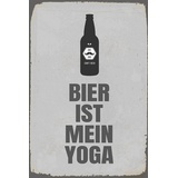 queence Metallbild »Bier Yoga Spruch Stahlschild Blechschild«, (1 St.), 20x30x0,2cm - mit 4 Lochbohrung, grau