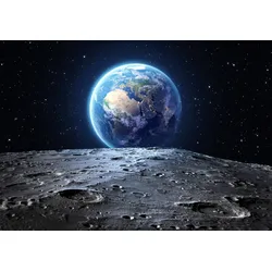 Fototapete PAPERMOON "Erde vom Mond", bunt, B:4,00m L:2,60m, Vlies, Tapeten