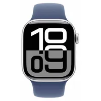 Apple Watch Series 10 GPS + Cellular 42 mm Aluminiumarmband silber Sportarmband denim S/M