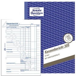 Avery Zweckform AKTION: 5er-Pack Formularbuch »Kassenbericht 305« weiß, 14.8x21 cm