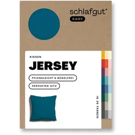 schlafgut Easy Jersey Kissenbezug 80x80 cm Petrol Deep mit 100% Baumwolle, superweicher & atmungsaktiver Kopfkissenbezug