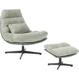 Beliani Drehsessel TOVIK Polyester 70 x 80 x 80 cm Hellgrün mit Fußstütze