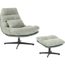 Beliani Drehsessel TOVIK Polyester 70 x 80 x 80 cm Hellgrün mit Fußstütze