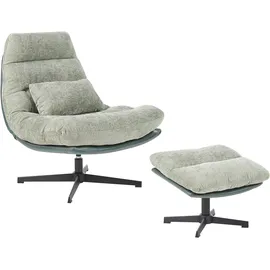 Beliani Drehsessel TOVIK Polyester 70 x 80 x 80 cm Hellgrün mit Fußstütze