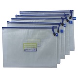 HFP Kleinkrambeutel Mesh Bag Reißverschlussbeutel aus faserverstärkter PVC-Folie mit blauem Reißverschluss – 5 Stück