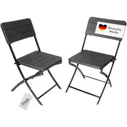 Klappstuhl 2er Set Stühle, schwarz Holz-Optik, Campingstuhl