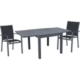Harms Import 3-Teilig Tisch Gruppe ALU Dunkelgrau Garten Sitz-Gruppe Veranda Terrasse Hof