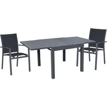 Harms Import 3-Teilig Tisch Gruppe ALU Dunkelgrau Garten Sitz-Gruppe Veranda Terrasse Hof