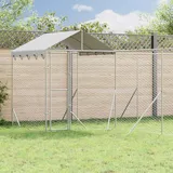 vidaXL Outdoor-Hundezwinger mit Dach 10 x 6 x 2,5 m Stahl Silber