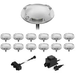 ledscom.de LED Boden-Aufbau-Leuchte Bunda, 4-flammig, für außen, befahrbar, warm-weiß, 13er Set