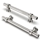FURNIWARE 10 Stück Möbelgriff, 128mm Bohrlochabstand Möbelgriffe Schrankgriffe Küche Kabinett Griff Verwendet für Türgriff der Badezimmertür Kleiderschrank,Gebürstetes Satin-Nickel