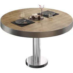BML | Bistro Loungetisch | Ø:H 70 x 41 cm | Eiche / Edelstahl