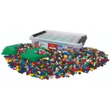 Plus-Plus Education Basis Baustein Set 4000 Stk, 12 Platten, rot/blau/gelb - Aufbewahrungsbox, Inspirationsheft, ab 5 Jahren