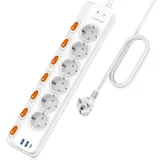 Steckdosenleiste Wandmontage AUOPLUS Mehrfachsteckdose mit 10 Fach und 3 USB,Steckerleiste Mehrfachstecker mit berspannungsschutz und Schalter(4000W/16A)