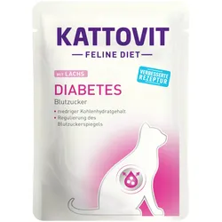 KATTOVIT Feline Diet Diabetes/Gewicht 85g Beutel Katzennassfutter Diätnahrung 24 x 85 Gramm Lachs Diabetes