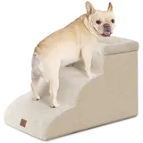 EHEYCIGA Hundetreppe für Kleine Hunde 35 cm Hoch, 3 Stufen, Beige
