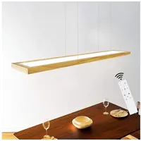 ZMH LED Pendelleuchte Holz rustikal Fernbedienung höhenverstellbar Ess- Wohnzimmer, Dimmbar, LED fest integriert, warmweiß, Tageslichtweiß, kaltweiß beige