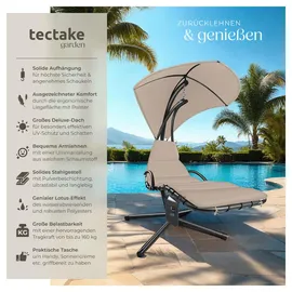 Tectake tectake® Hängeliege, Elaria mit Sonnendach und Seitentasche