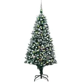 vidaXL Künstlicher Weihnachtsbaum mit Beleuchtung grün/weiß 210 cm