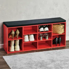 KESPER Schuhschrank 103,5 x 48 x 29,5 cm mit Sitzkissen rot / rot