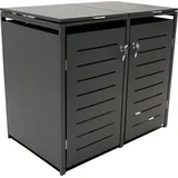 DEGAMO Mülltonnenbox 132x80x116cm für 2x Tonnen 120 und 240 Liter, Stahl anthrazit
