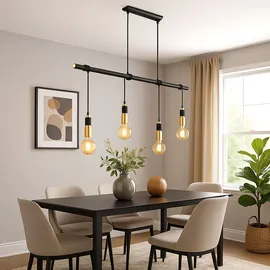 GLOBO LED Hängeleuchte, 4-Flammig, messing, schwarz, H 120 cm