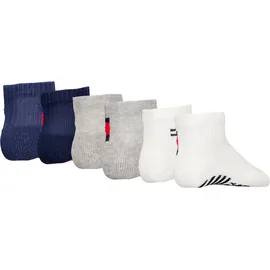 Tommy Hilfiger Socken TOMMY HILFIGER "TH BABY SOCK 6P FLAG SOCK ECOM", Mädchen, Gr. 23-26, weiß (weiß grau combo), Baumwollmischung, unifarben mit Farbeinsatz, normal, Socken Socken, ABS Anti-Rutsch am Fuß