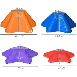 Outsunny Flußsteine 11er für Kinder Sprungbrett Trittsteine Balancespiel Rutschfest Stapelbar,