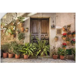 Artland Wandbild »Altstadtgasse Mallorca, Spanien«, Pflanzenbilder, (1 St.), als Alubild, Outdoorbild, Leinwandbild, Poster, Wandaufkleber Artland Farbe Bild(er): braun