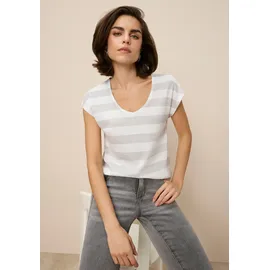 TAMARIS V-Shirt Beige/Weiß 32/34