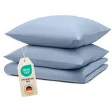 Blumtal Bettwäsche 200x200cm + 2X 80x80cm Kopfkissenbezug - Oeko-TEX zert. Mikrofaser Bettwäsche Set - Mikrofaser Bettbezug bis 95 °C - Deckenbezug + Kissenbezug 3-teilig - Bettbezug Hellblau