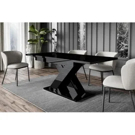 altdecor Esstisch 80 x 75 x 140 cm Schwarz Hochglanz