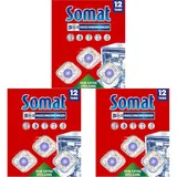 Somat 5in1 Maschinenreiniger (12 Spülgänge), Anti-Kalk Spülmaschinenreiniger für monatlichen Gebrauch, Reinigungs-Tabs für die Spülmaschine für längere Lebensdauer, ohne extra Spülgang (Packung mit 3)