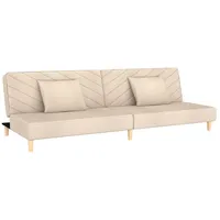 vidaXL Schlafsofa 2-Sitzer mit 2 Kissen Creme Stoff