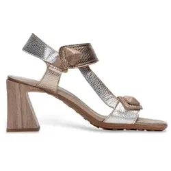 Hispanitas für Damen. CHV253958 Silberne Miami Ledersandalen (38), 3 bis 5 cm, Klettverschluss, Lässig, Party