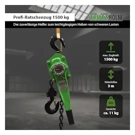 Baumarktplus Ratschenzug 1,5 t Tragkraft - 3 m Hubhöhe Hebezug Kettenzug Hebelzug Flaschenzug