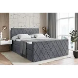 altdecor Boxspringbett mit Matratze und Lattenrost - LEPARO -Z KING - 160x200 cm - Dunkelgrau Samt - Topper, Fußteil, Polsterbett mit Bettkasten, ... - Dunkelgrau