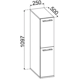 VCM Badmöbel Nischenschrank Maße: H. 110 x B. 25 x T. 50 cm 2Schubladen - Sadilo L