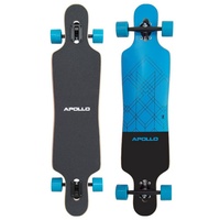 Apollo Longboard Twin Tip DT Longboard 40", aus Holz mehrlagig verleimt für Idealen Flex & Stabilität blau