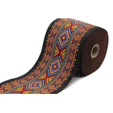 10 Meter Web Borte Webband Jacquardborte Trachtenborte Stickerei Bunt Afrikanisch Motiv 100mm